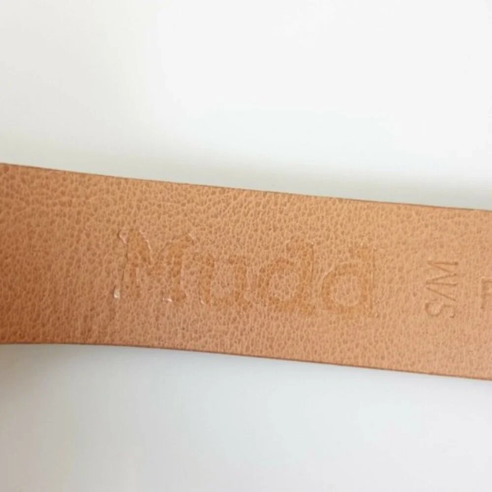 Y2K‎ Indie Sleaze Studded Belt 32 SMALL Tan Neutral Faux Suede MUDD Gold Buckle